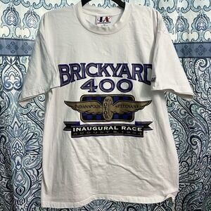 Vintage Logo Athletic Mens Brickyard 400 Racing Inaugural Race 90s T-Shirt Sz M